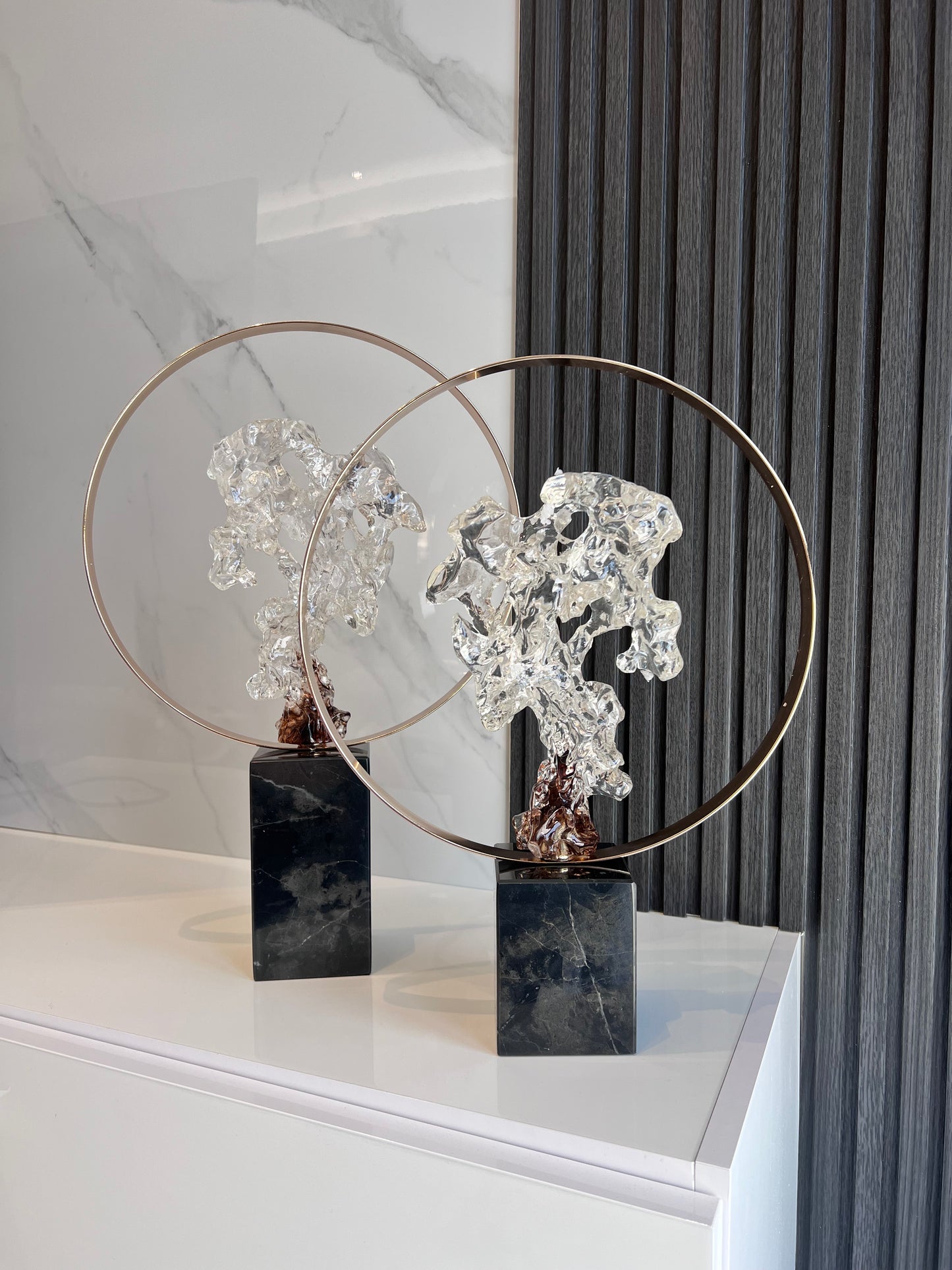 Sculpture with Marble Base Set of Two