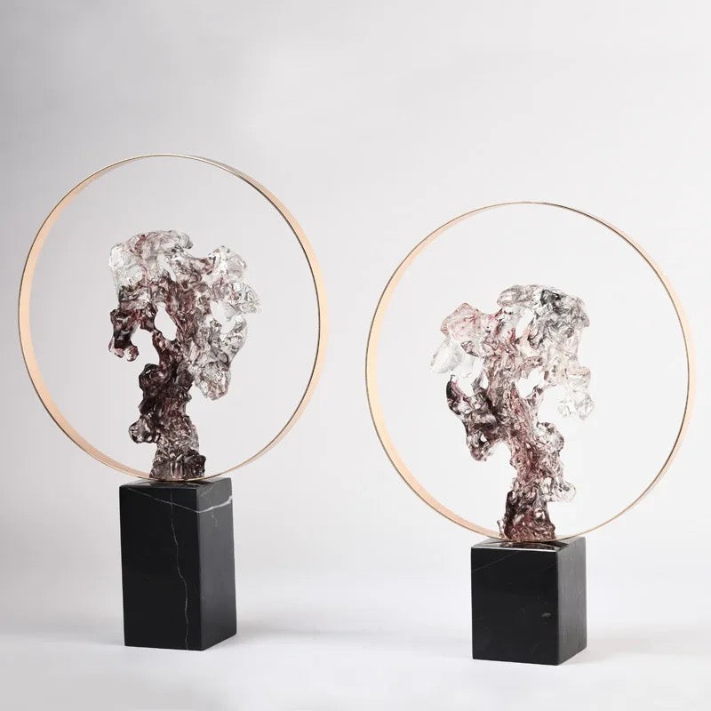 Sculpture with Marble Base Set of Two