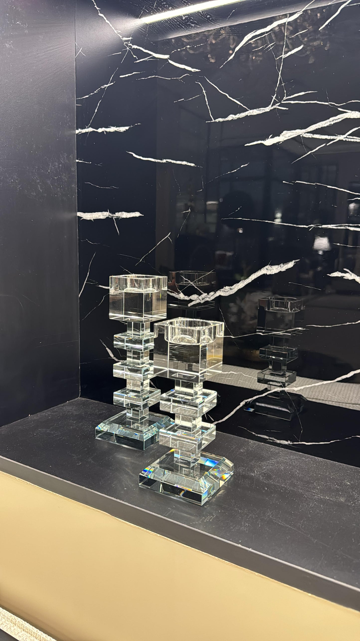 Set of 2 crystal candle holder