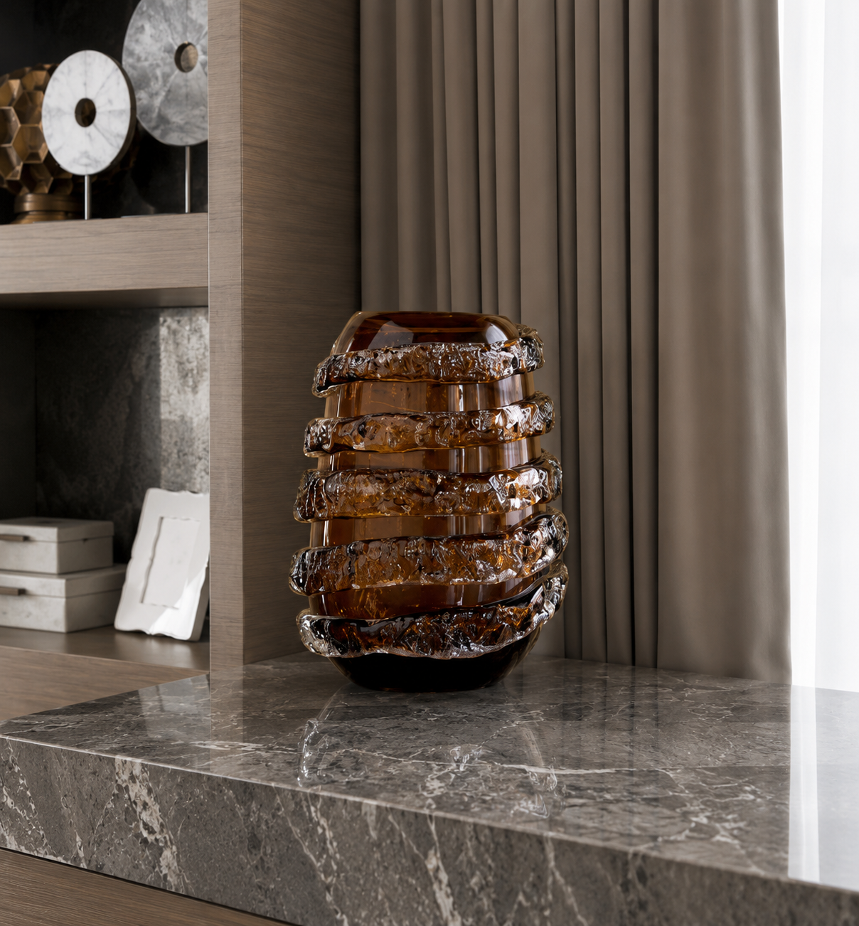 Brown Thick Glass Vase