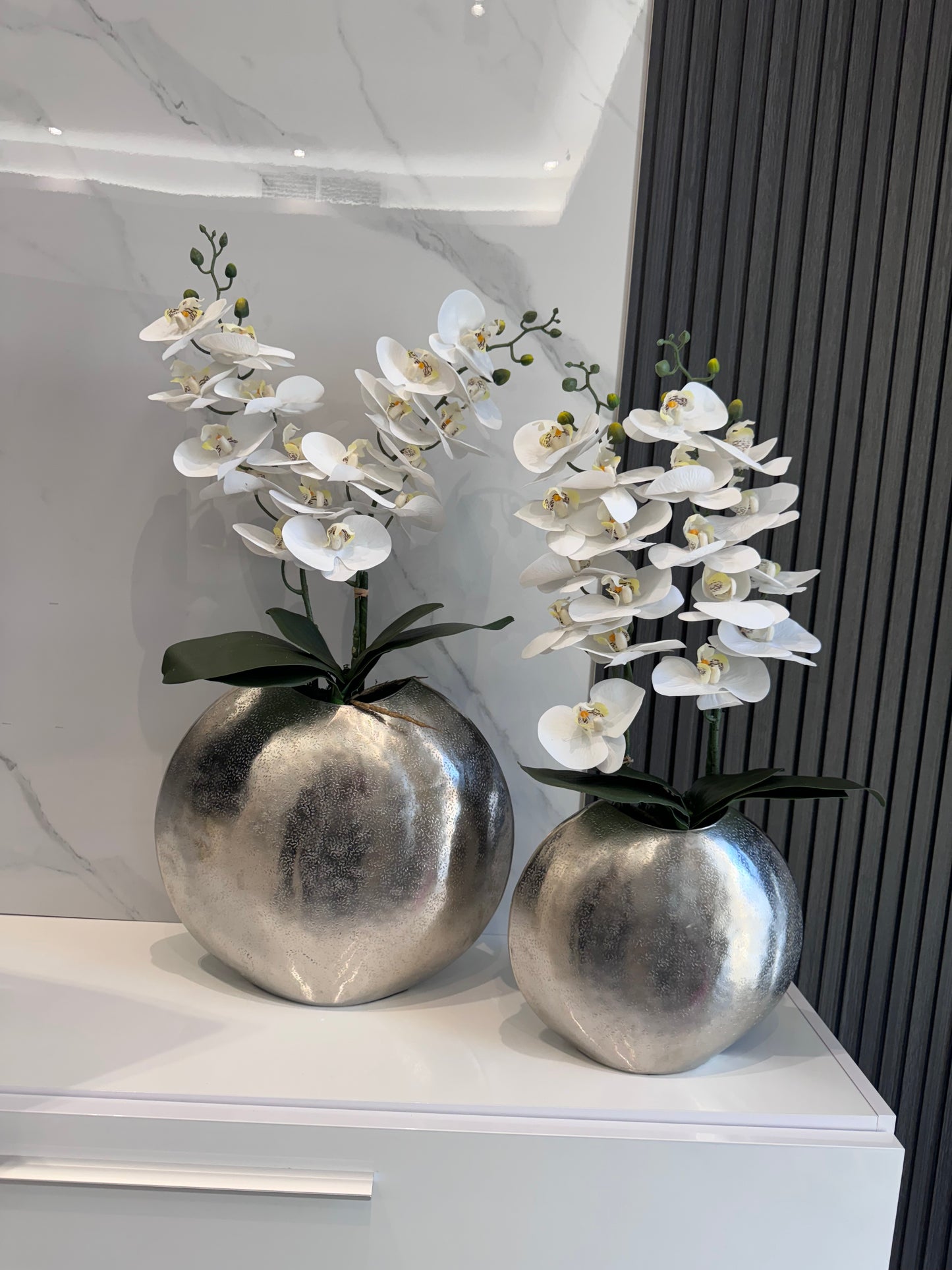 Luxe Silver Vase Orchids