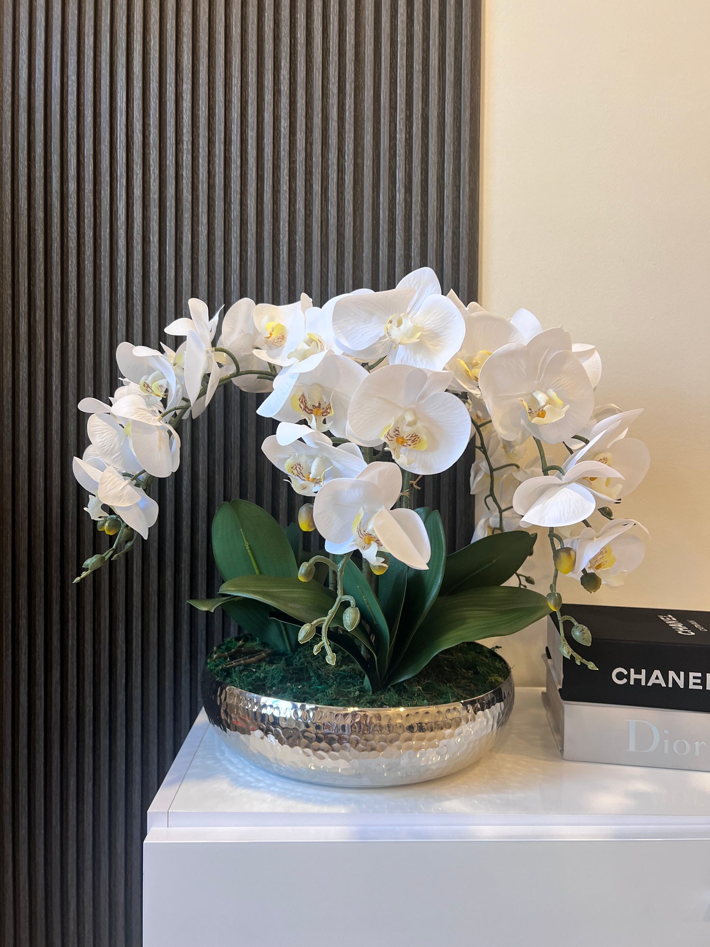 Silver Vase Orchid Arrangement