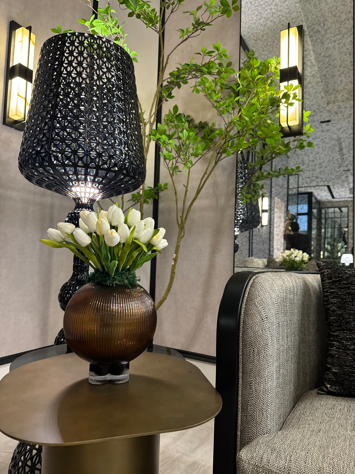 Brown Vase with Tulips