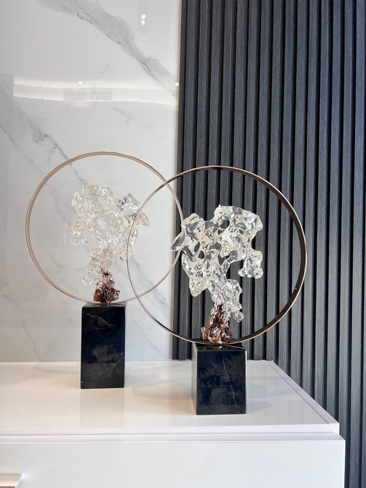 Sculpture with Marble Base Set of Two