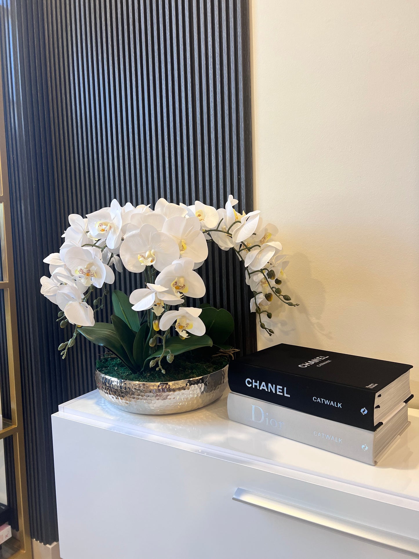 Silver Vase Orchid Arrangement