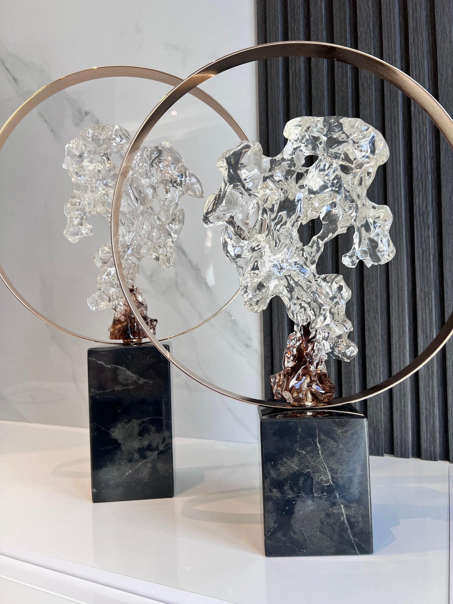 Sculpture with Marble Base Set of Two