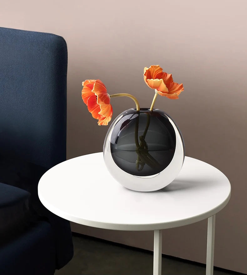 Ruby Oval Vase Grey