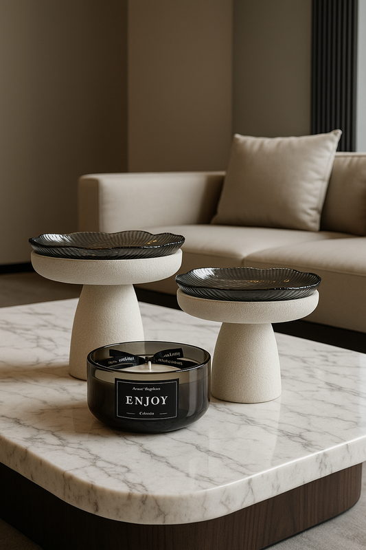 Set of two Bowl Stands with glass plates طقم قطعتين ستاند مع صحون زجاج