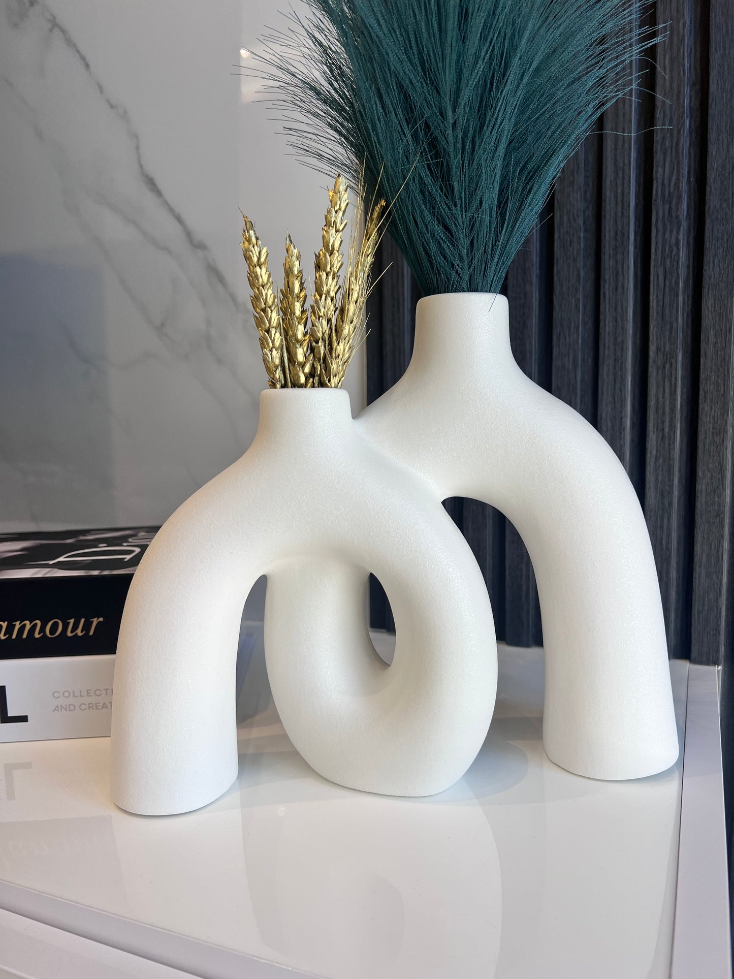 Twist Ceramic White Vase