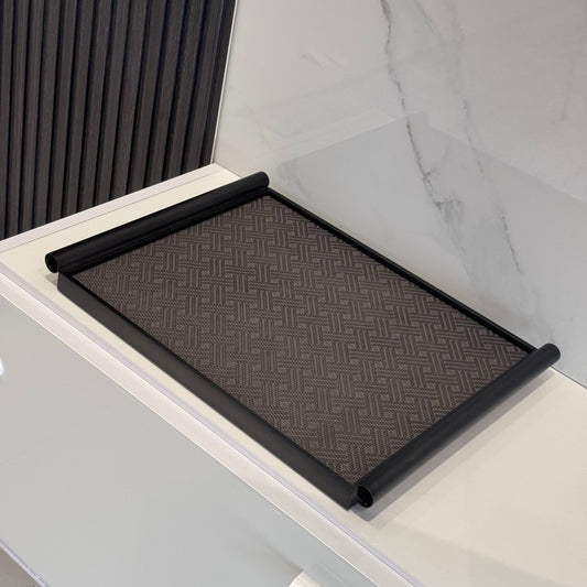 Dark Grey & Leather Tray