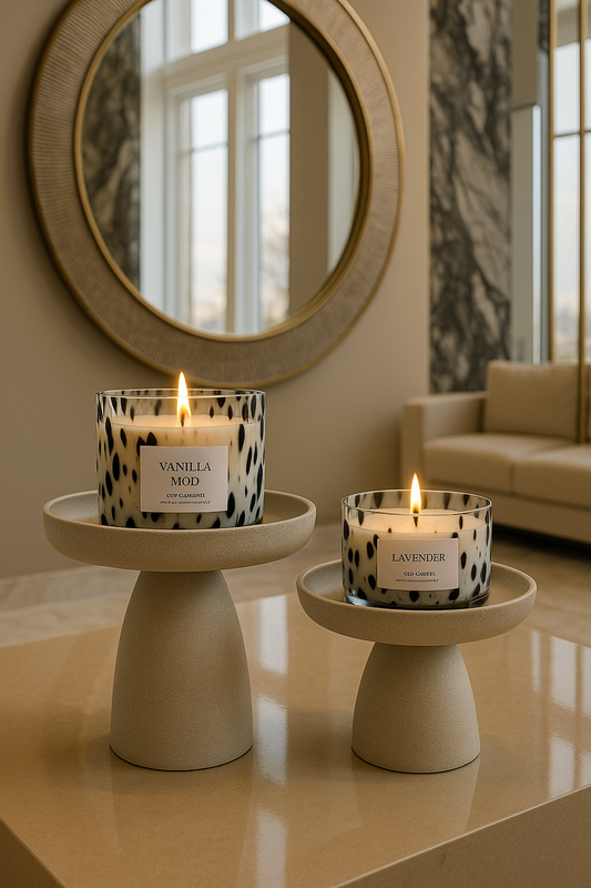 White & Black Lavender Candle size Medium