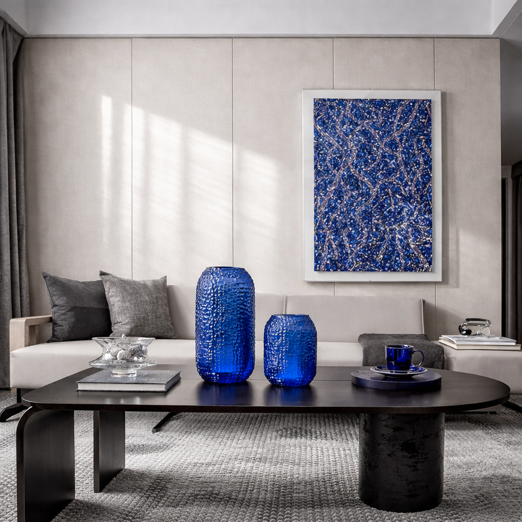 Set of two Blue Vases طقم فازتين لون أزرق