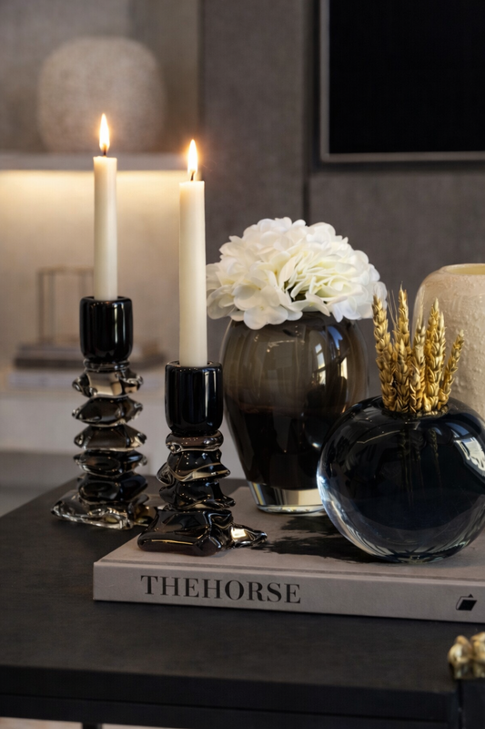 Candle Holders Glass شمعدانات طقم قطعتين