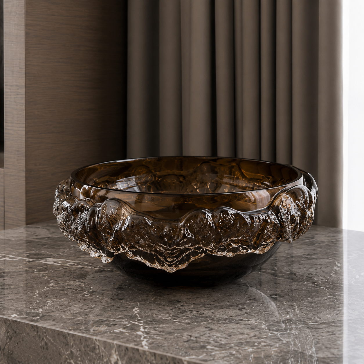 Brown Glass Thick Bowl