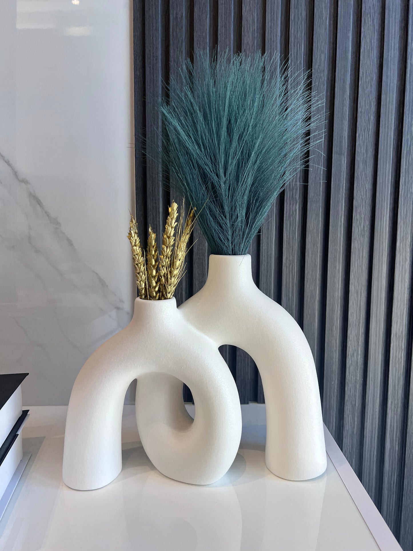 Twist Ceramic White Vase