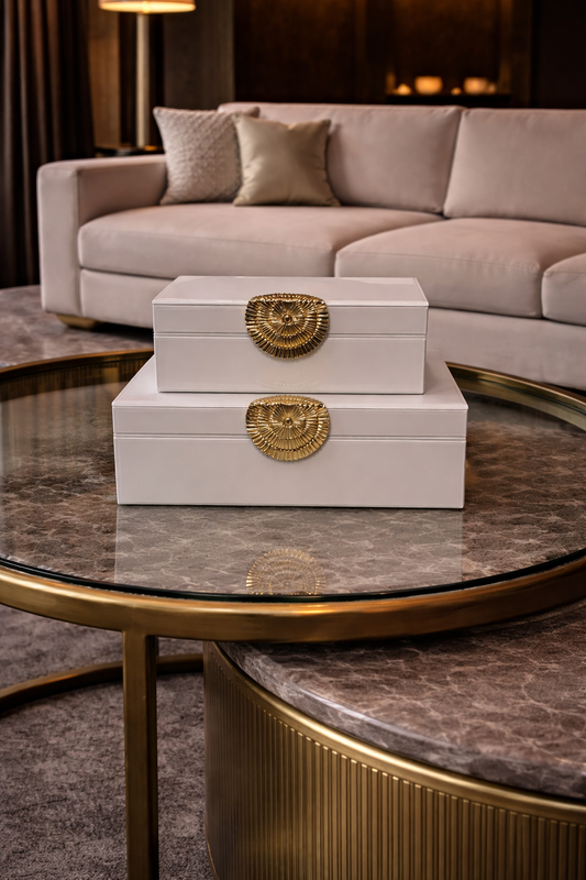 Set of two Beige Boxes طقم قطعتين