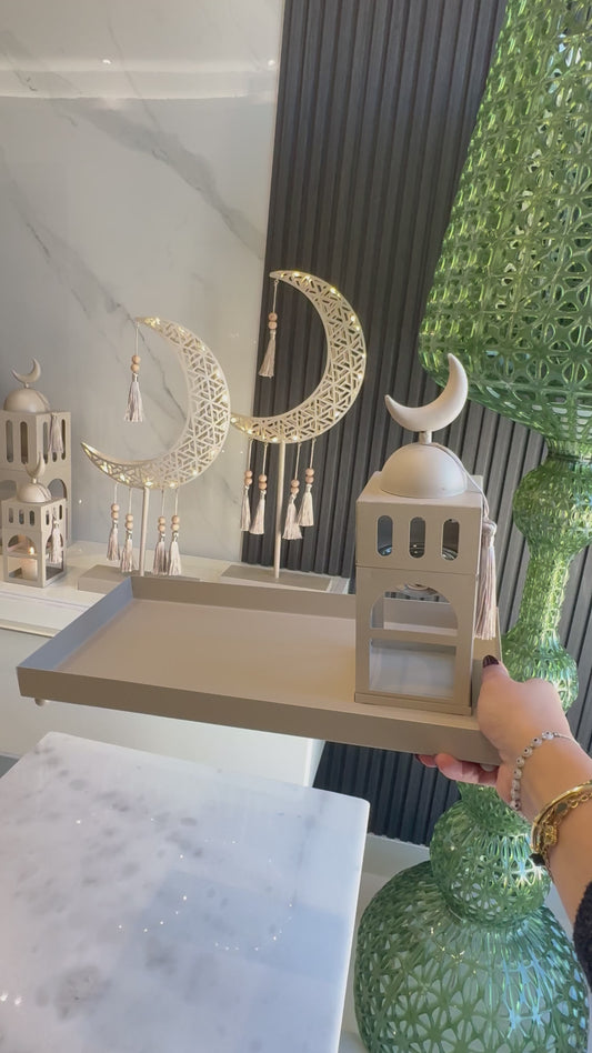 Cream tray with Mabkhara صينية تقديم مع مبخرة